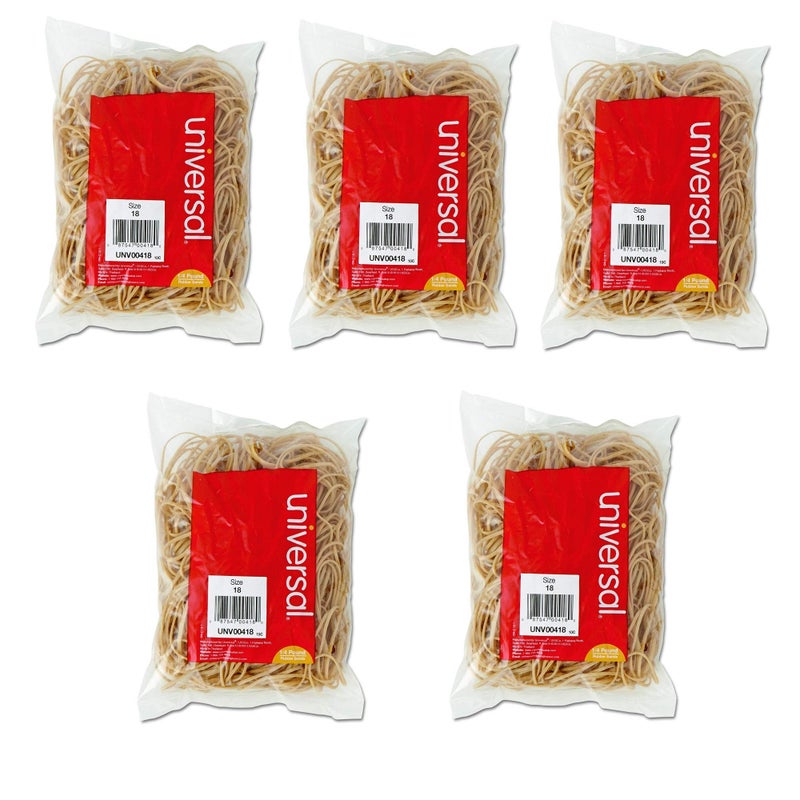 Universal UNV00418 18-Size Rubber Bands (1/4 Pound), 5 Pack